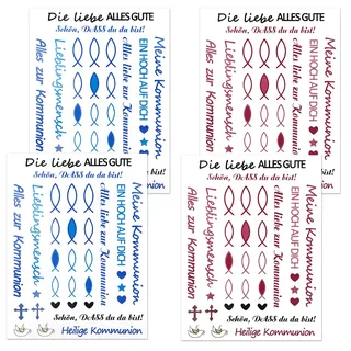 4 Stück Wasserschiebefolie Kerzentattoos Kommunion Mit Sprüche Kerzen Tattoo Kommunion Kerzenfolie Kerzensticker Taufe Deko Schiebefolie Für Kerzen Für Stabkerze Kerzen Tasse DIY Geschenk