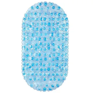 relaxdays Badematte Badewannenmatte Steinoptik bunt, Höhe 7 mm, Material: 100 % PVC (Kunststoff), Waschbar bei 30 °C, Optimale Wasserablauf dank kleiner Zwischenräume, Ovale Form (68 × 35,5 cm), Rutschfest durch zahlreiche Saugnäpfe (ca. 2 cm), Dekorative Steinoptik, Farbe: Hellblau, Waschbar bei 30 °C, Material: 100 % Kunststoff (PVC), Ovale Form (ca. 68 × 35,5 × 0,7 cm), Bessere Wasserableitung durch Zwischenräume, Strukturierte, spürbare Oberfläche, Rutschfest durch zahlreiche Saugnäpfe, Dekorative blau