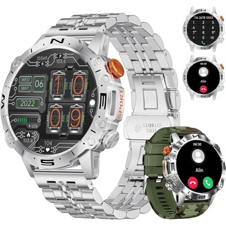 Smartwatch Herren mit Telefonfunktion,1.43'' AMOLED Touchscreen,100+ Sportmodi Sportuhr Smart Watch mit Pulsmesser/Blutdruckmessung/Schlafmonitor,I...