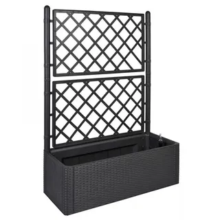 Kreher Pflanzkübel Kreher Spaliere in Rattan-Optik in Anthrazit (Größe wählbar) (1 St) grau 100 l | 100 cm x 43 cm