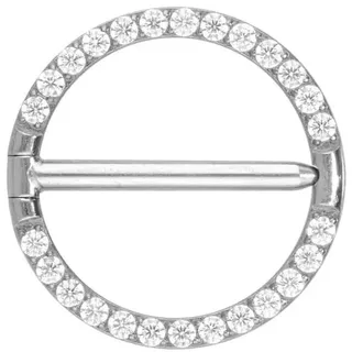 PIERCINGLINE Titan Nippelpiercing Clicker RING + EINGEFASSTE KRISTALLE