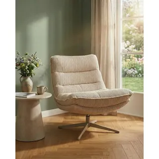 OTTO home Sessel AVAA, Loungesessel im softem Cord-Bezug, 360° Grad drehbar, Relax- und TV-Sessel beige