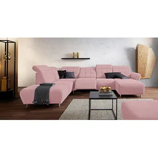 Home Affaire Wohnlandschaft HOME AFFAIRE "Manhattan U-Form", rosa (altrosa), B:345cm H:102cm T:247cm, Luxus Microfaser2 (90% Polyester, 10% Polyamid);Flachgewebe (100% Polyester);Luxus-Microfaser1 (100% Polyester), Sofas, Wohnlandschaft, 2 Sitze mit elektrischer 