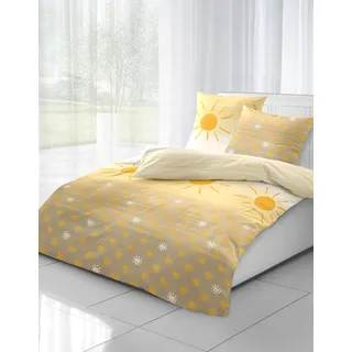 Dormisette Fein-Biber Bettwäsche 9214 Sonne 100% Baumwolle 135x200 + 80x80 cm