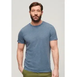 Superdry für Herren. M1011888A Geflammtes Kurzarm-T-Shirt mit blauem Rundhalsausschnitt (XXL), Lässig, Baumwolle