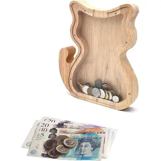 Famanu Spardose Tierform - Holz mit Buchstabenstickern