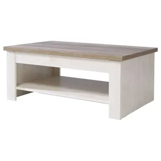 FORTE Couchtisch Couchtisch DURO Funktionstisch in Pinie weiß / Eiche antik weiß