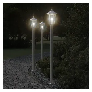 vidaXL Wegeleuchte Edelstahl 120 cm 3er Set silber