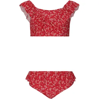 Balconette-Bikini ZIGZAG "Tropical", Mädchen, Gr. 92, rot (rot, weiß), 80% Polyamid, 20% Elasthan, bedruckt, mehrfarbig, Bikini-Sets Balconette-Bikini, mit stylischem Rüschendesign und Sonnenschutz