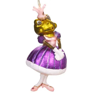 BRUBAKER Christbaumschmuck Mundgeblasene Weihnachtskugel Froschprinzessin - 14 cm, gläserner Weihnachtsschmuck aus der Märchenwelt, handbemalt bunt