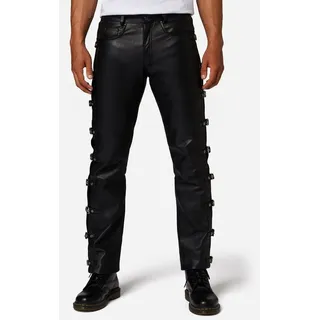 Ricano Lederhose Buckle Schnallenhose Klassisch Schwarz 36