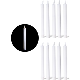 Novaliv, LED Kerzen, 10x Stabkerze LED bewegliche Flamme Wachs - Echtwachs Weiß - Indoor - 20cm Höhe für 2,2cm (10 x)