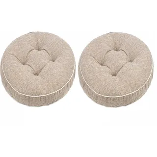 Sitzkissen Rund 40/45/50cm Bodenkissen Rund Sitzpolster Stuhlauflage Sitzpolster Stuhlkissen Polster Auflage für Wohnzimmer Büro Konferenzraum(Khaki Camel,2pcs:45cm)