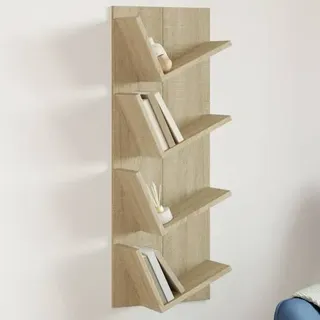 vidaXL Wand-Bücherregal mit 4 Fächern Sonoma-Eiche 33x16x90 cm