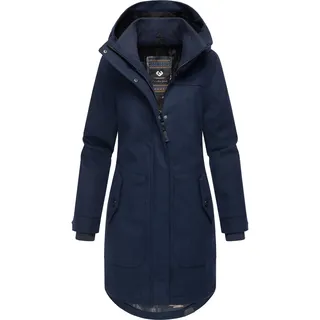Ragwear Damen atmungsaktiver Wintermantel in Woll-Optik Langer Trenchcoat Jannisa Coat YOUMODO Navy Gr. M - M