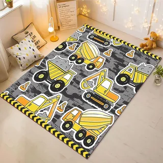 CHEFFS Bagger Teppich Wohnzimmer 160x230cm Schlafzimmer Kinderteppich Kinderzimmer, Baustelle Teppich Kinder Spielteppich Wohnzimmerteppich Fur Schlafzimmer Dekoration(14,80X120CM)