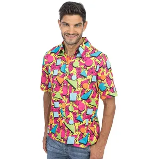 Chaks - 90er Jahre Hemd Herren, Buntes Retro Kurzarmhemd