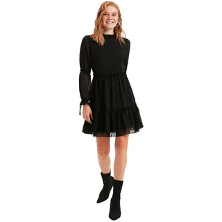 TRENDYOL Damen Schwarzes Shirred Kleid. Casual Dress, Schwarz, 38 EU - 38