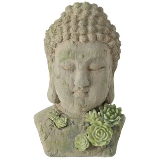 BOLTZE Buddhafigur, Buddha Kopf Deko Figur, Büste mit Lotusblumen, Kunstharz H 35 cm