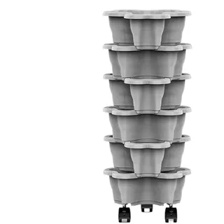 Pflanzturm Mit 6 Stapelbaren Etagen, Vertikales Hochbeet System Mit Radsatz für Balkon & Terrasse, Hochbeet Kunststoff für Erdbeer-, Kräuter-, und Gemüse