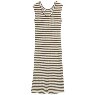 Tom Tailor Midikleid Streifenmuster Grün/Weiß M