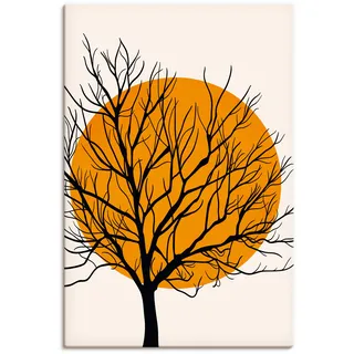 Leinwandbild ARTLAND "Versteckte Sonne" Bilder Gr. B/H: 60 cm x 90 cm, Himmelsbilder Hochformat, 1 St., orange Leinwandbilder