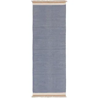benuta pop Wollteppich Läufer für Flur Karla Blau 70x200 cm - Naturfaserteppich aus Wolle