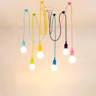 GZZBMY Industrial Hängelampe Spinne Pendelleuchte Essentisch Kronleuchter höhenverstellbar Bunt Hängelampe Leuchtmittel Deckenlampe für Kinderzimmer Küche Wohnzimmer Kindergarten (6 Lampen)