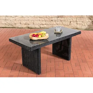TPFGarden Gartentisch Lago - Esstisch für Garten, Balkon, Terrasse (Hochwertiger Outdoor Esstisch aus UV-beständigem Polyrattan, 1-St., Stabiler Garten Esstisch - Tischplatte 5 mm Klarglas), Maße (BxLxH): 80 x 160 x 74cm - Farbe: schwarz schwarz 160 cm x 74 cm x 80 cm