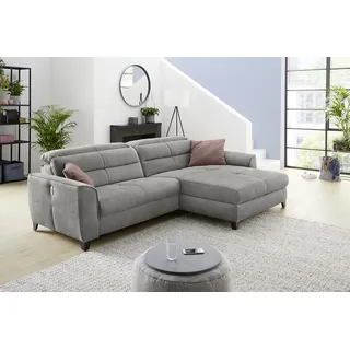 Ecksofa JOCKENHÖFER GRUPPE "Double One L-Form, B: 288 cm, 2x120 cm breite, elektr. Relaxfunktionen", grau (hgrau, rosa), B:288cm T:105cm, Luxus-Microfaser in Lederoptik (100% Polyester), Sofas, Ecksofa, mit 2x 120cm breiten, elektromotorischen Relaxfunktionen