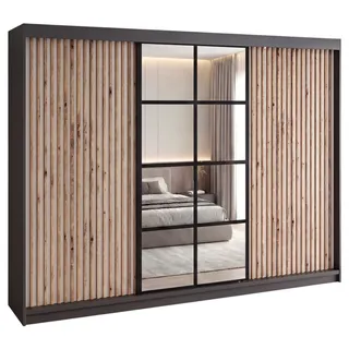 A&J MöbelLand Schiebetürenschrank NORIVO 200 x 210 x 60 cm Schwarz