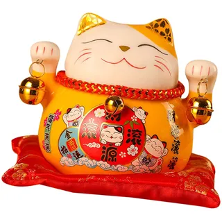 Glückskatzen-spardose 11,5 Cm, Entzückend Und Edel, Keramik, In Form Einer Katze, Symbol Für Glück Und Wohlstand, Zur Dekoration Ihres Büros (gelb).