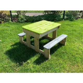 Wendi Toys Sand Wasser Picknick Tisch inkl. Bänken und Wannen natur