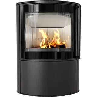 Kratki Kaminofen Bjorn Ø 150 mit Türfeder schwarz / Innenverkleidung weiß 10 kW