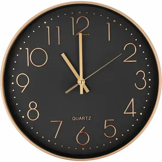 Moderne, Geräuschlose Quarz-wanduhr 25 Cm, Runde Wanduhr Mit Übergroßen Ziffern (roségold)