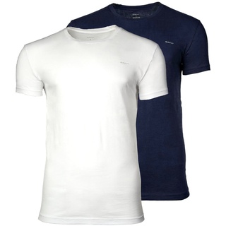 GANT Herren T-Shirt, 2er Pack - C-NECK T-SHIRT 2-PACK, Rundhals, kurzarm, Cotton Marineblau/Weiß M
