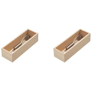 iDesign Schubladeneinsatz für die Küche, Besteckkasten aus Paulownia-Holz für die Küchenschublade oder den Schrank, Schubladen Organizer für Besteck, beige, 25.4x8.5x6.9cm (Packung mit 2)