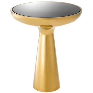 Casa Padrino Luxus Beistelltisch Gold / Schwarz Ø 50 x H. 60 cm - Runder Edelstahl Tisch mit Glasplatte
