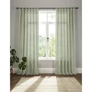 Vorhang ANDAS "Elby 1" Gardinen Gr. 225 cm, Schlaufen, 142 cm, grün (olive) Schlaufen transparent, basic, monochrom, bis 295 cm Länge