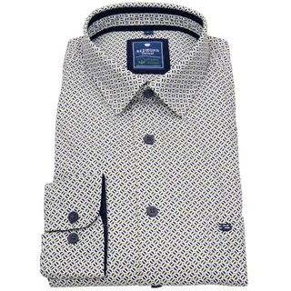Redmond Langarmhemd Kentkragen Kontrastknöpfe blau|braun 6XL