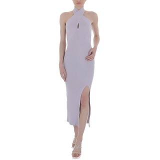 Ital-Design Cocktailkleid Damen Party & Clubwear Stretch Strickoptik Cocktail- & Partykleid in Lila lila M/L
