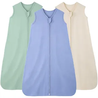 FIEMOL Baby Schlafsack 18-24 Monate 0.5 Tog Baby Wearable Blankets Baumwolle, 3 Pack Sommer atmungsaktiv Schlafsack für Kleinkind Junge und Mädchen 89-101cm Aprikose