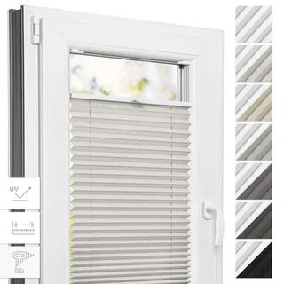 Estika Thermo-Plissee mit Bohren - 90 cm x 120 cm - Farbe: Beige - Plissee Blickdicht, Fensterrollos für innen, Verdunkelungsplissee, Rollos für Fenster