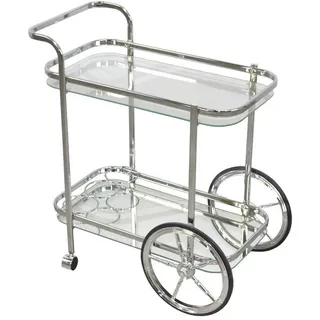 Mid.you Servierwagen, Chrom, Metall, Glas, Uni, 73x74x38 cm, Flaschenfach, Esszimmer, Barmöbel, Barwagen