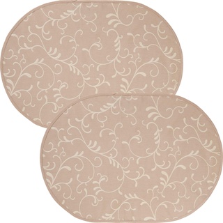 Erwin Müller Tischset Essen 2er-Pack abwaschbar Taupe Größe oval: 35x50 cm