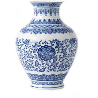 Blau-weiße Vase, Blaue Wohnaccessoires, Chinoiserie-Vase, blau-weißes Porzellan, Keramikvase für Zuhause, Wohnzimmer, Bücherregal, Kaminsims, Tischdekoration, 22,5 cm hoch