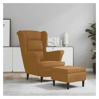 vidaXL Ohrensessel mit Hocker Samt 70 x 90 x 80 cm Braun