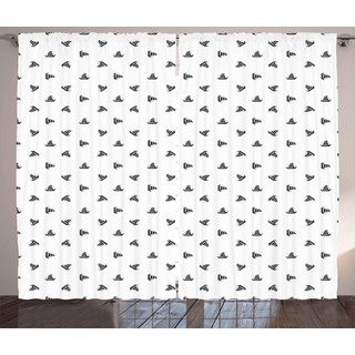 Gardine Schlafzimmer Kräuselband Vorhang mit Schlaufen und Haken, Abakuhaus, Segelboot Schwarz und weiß schwarz|weiß 280 cm x 245 cm