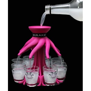 Schnapskrake Schnapsglas Shotverteiler Getränkeverteiler 8 Gläser á 3cl Partygag Pink, Kunststoff rosa
