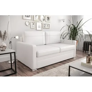 Friderik-EU Sofa Ledersofa Avanti III Schlafsofa aus natürlichem Leder, mit Bettkasten, mit Schlaffunktion, Wellenfedern, T35 Schaum – 167 cm weiß
